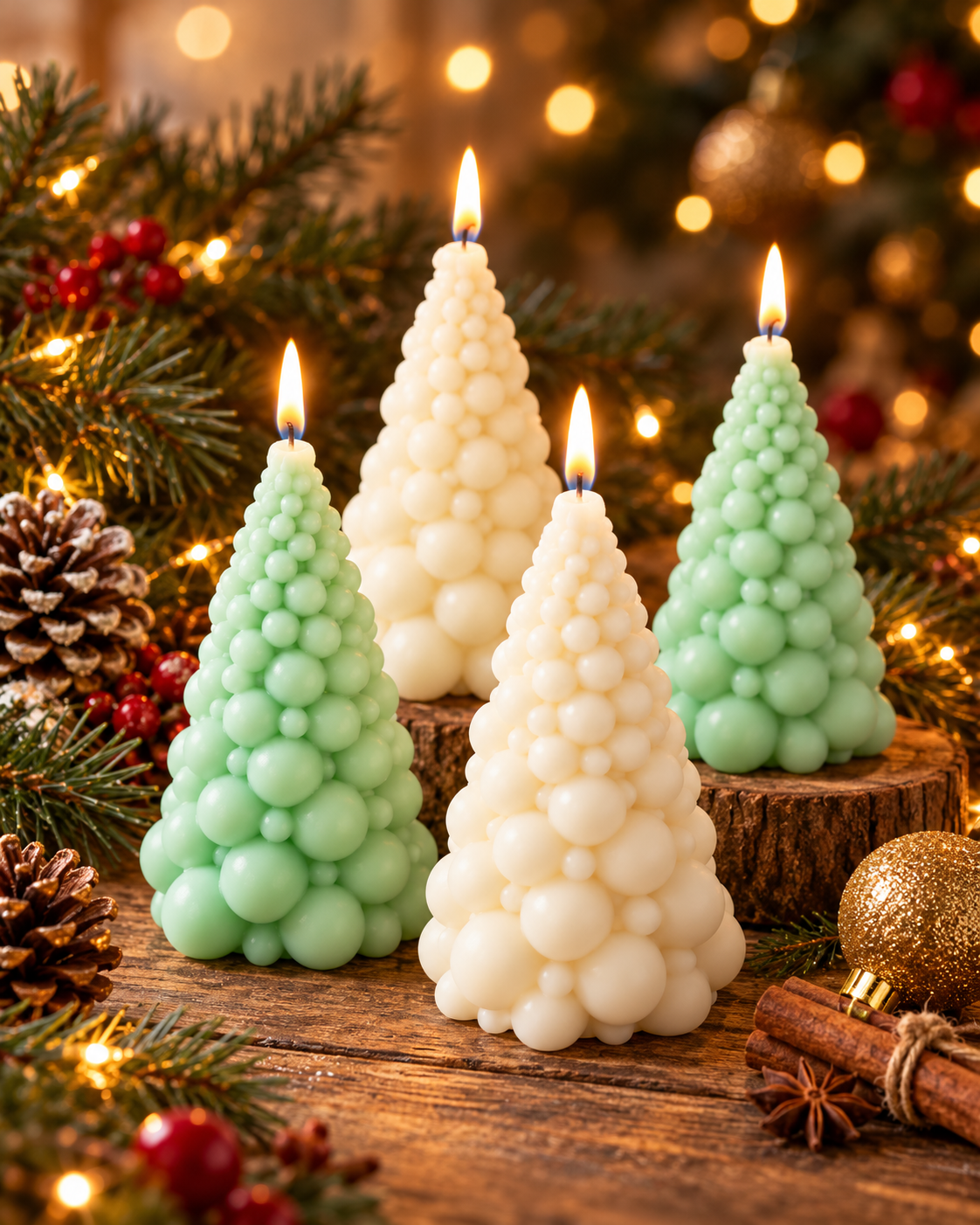 Bubble kerstboom kaars🎄