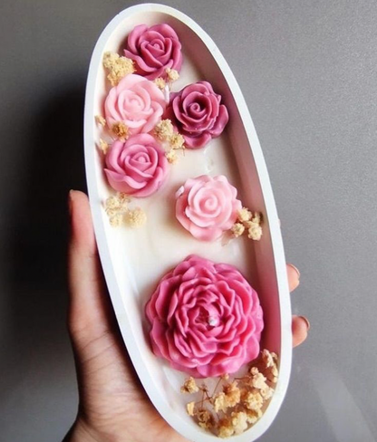 Bloemen in lange bak
