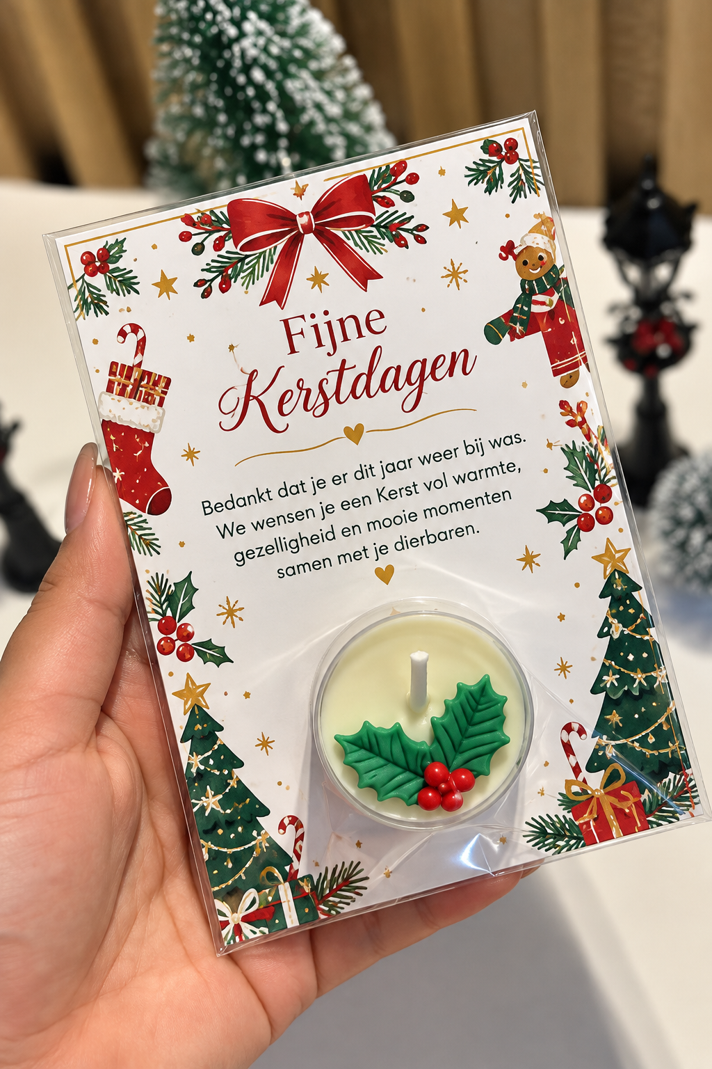 Kerst wenskaart met theelichtje 🎄