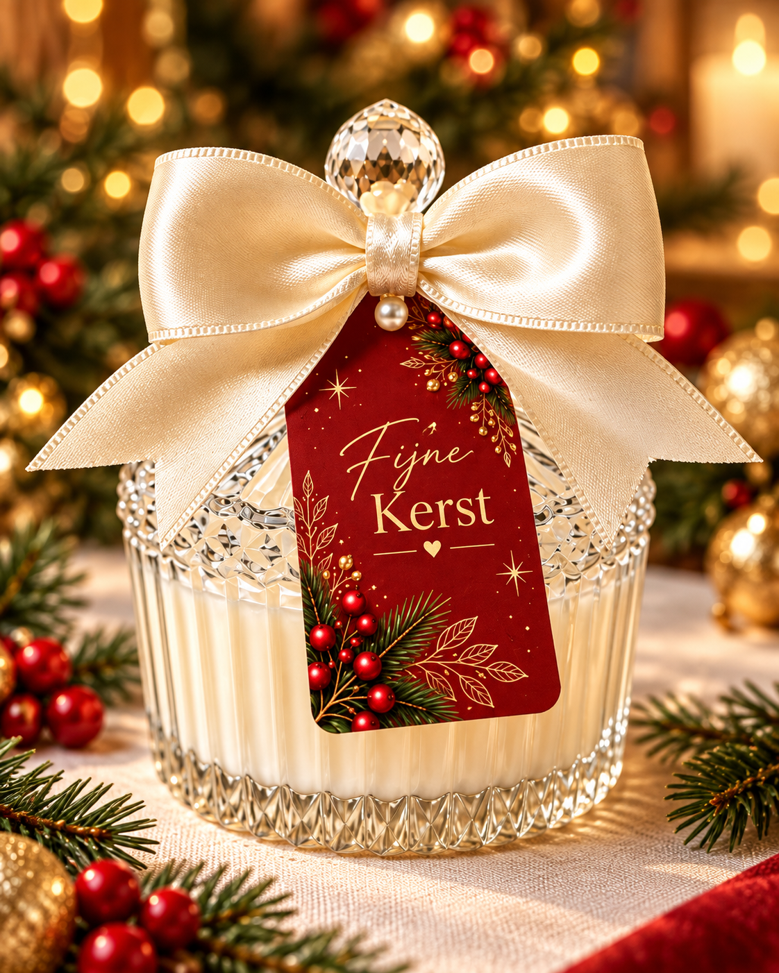 Kerstkaarsje met wenskaartje 🌺🎁