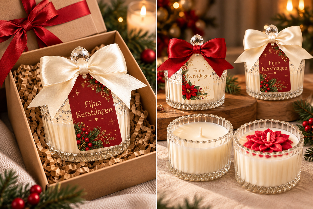 Kerstkaarsje met wenskaartje 🌺🎁