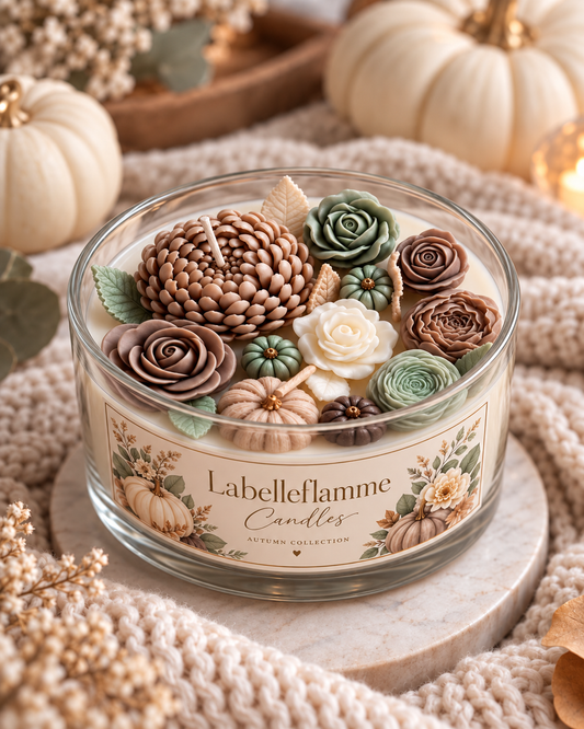 Pompoen mix bloemen kaars 🍂