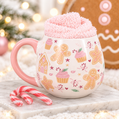 Roze bakery kerst mok&cozy sokken🎄